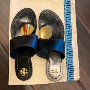 Tory Burch Patos Disk Sandal 9.5 black/gold